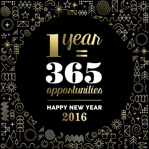 New year 2016 inspiration quote poster gold vector image