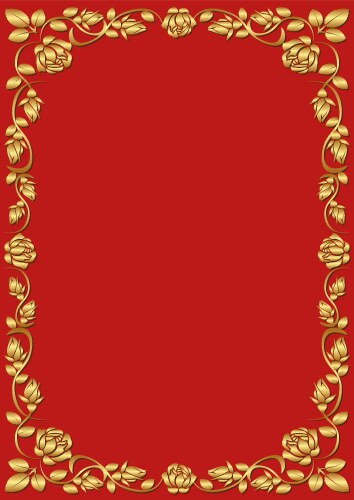 Golden background with floral frame Royalty Free Vector