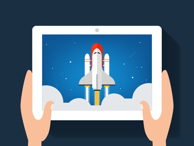 Spaceship or shuttle launch image on a digital vector image