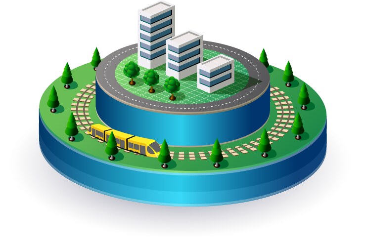 City on a round base vector