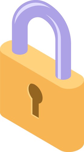 Blue lock icon isometric style Royalty Free Vector Image
