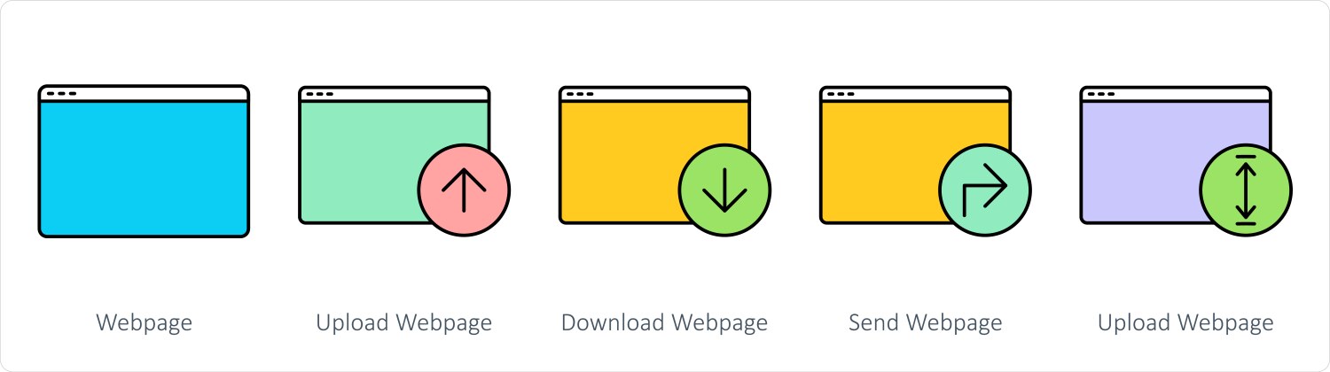A set of web page icons as webpage upload vector image