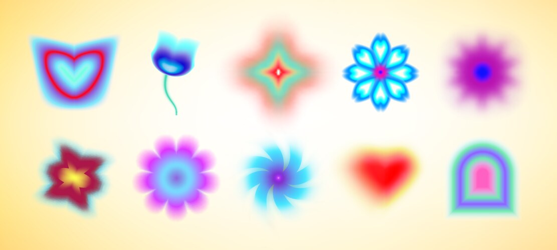 Shape blur effect with colorful y2k style elements vector image