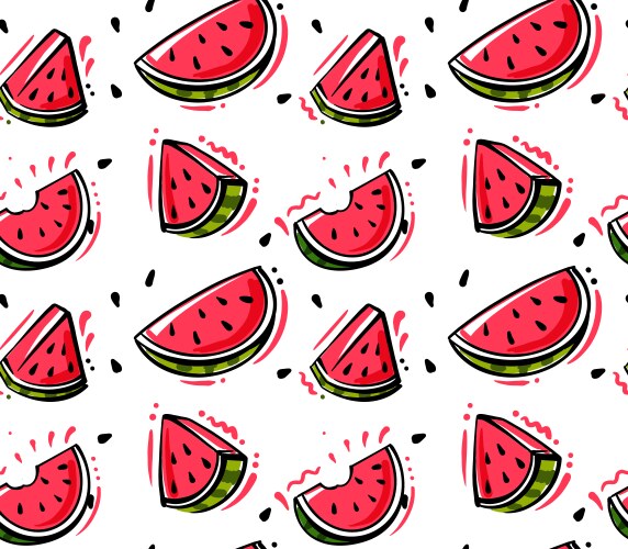 Cartoon style watermelon seamless pattern Vector Image