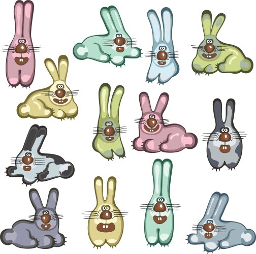 Cartoon happy rabbits farm animal characters set Vector Image
