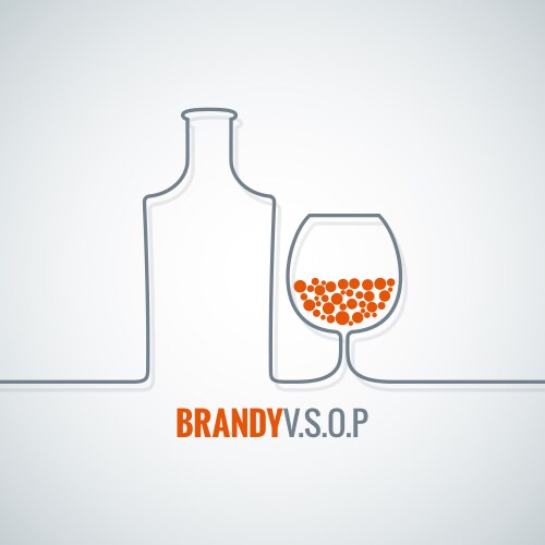 Brandy glass bottle background vector image