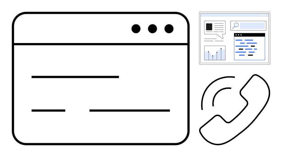 Web communication interface with browser window vector image