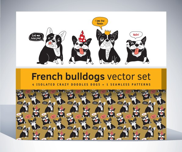 Dog french bulldog happy birthday cake greeting Vector Image