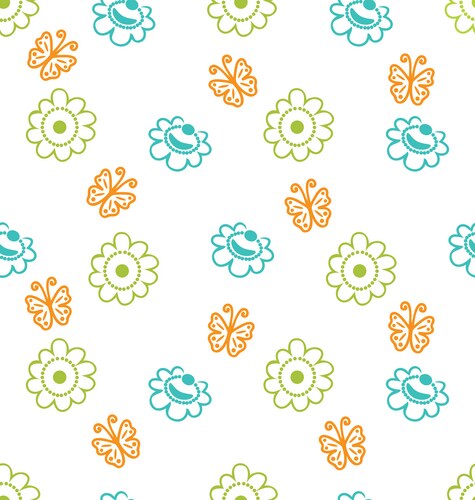 Seamless texture with flowers and butterflies Vector Image