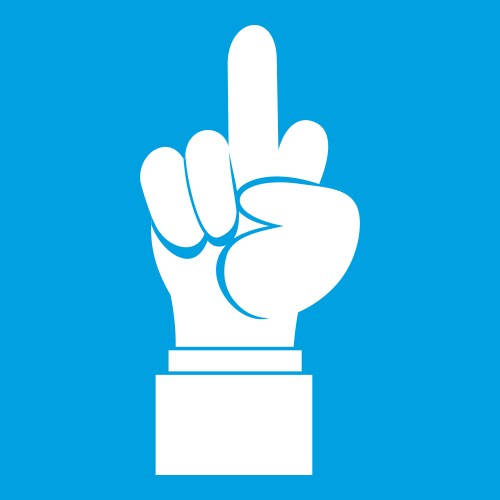 Middle finger hand sign icon white Vector Image