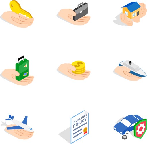 Risk icons isometric 3d style vector image