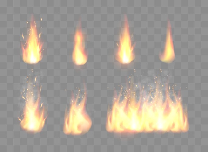 Realistic fire flames on a transparent background Vector Image