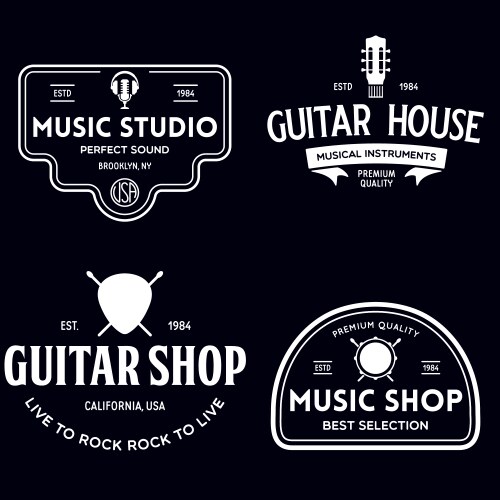Vintage Music Shop Badges & Logos Vector Image