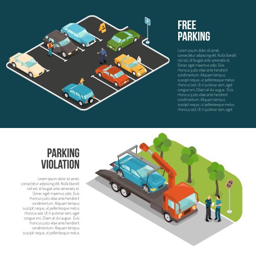 Parking lot poster in flat style Royalty Free Vector Image