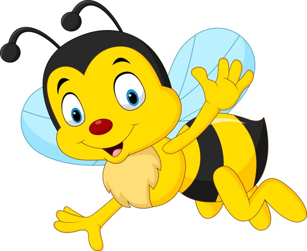 Cartoon happy bee waving vector image