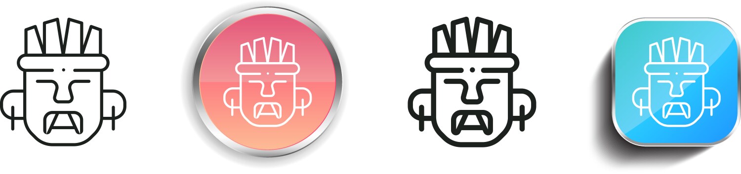 Face icon thin linear regular and button style vektorbild