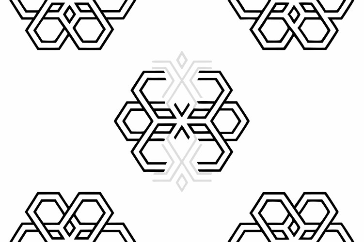 Abstract icon set with interlocking hexagonal vector image