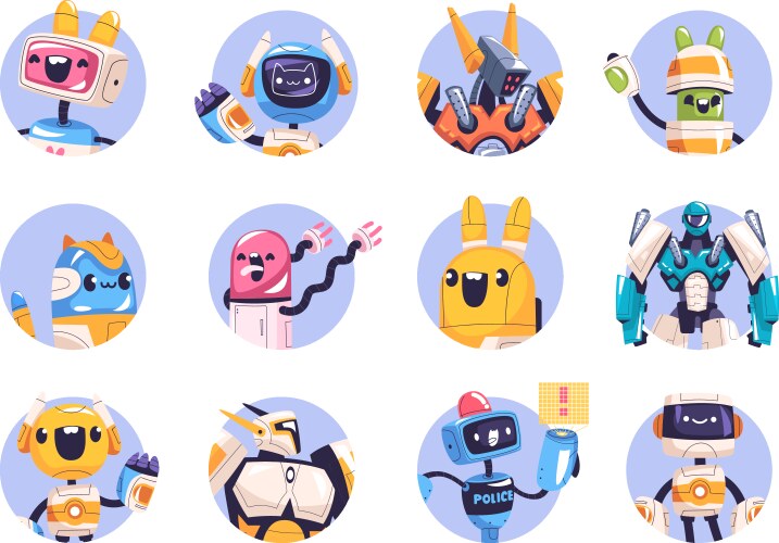 robot avatars space robots portrait social media vector image