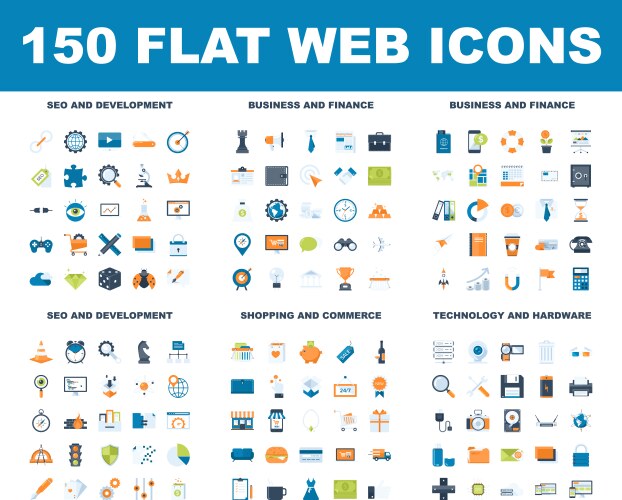 Flat web icons Royalty Free Vector Image - VectorStock