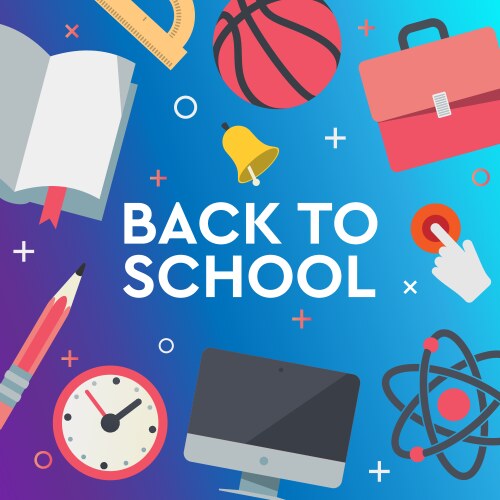 Back to school sale banner poster flat design vector image