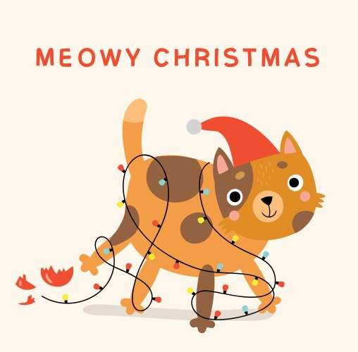 funny christmas card with cat vector image