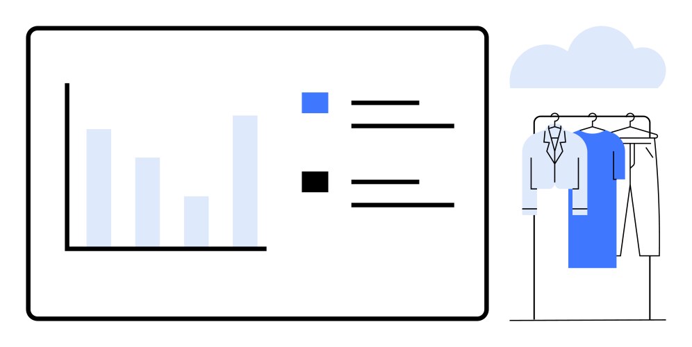 Data analysis dashboard clothing rack Royalty Free Vector