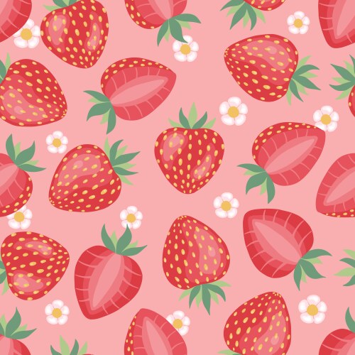 seamless pattern fresh strawberry background vector image