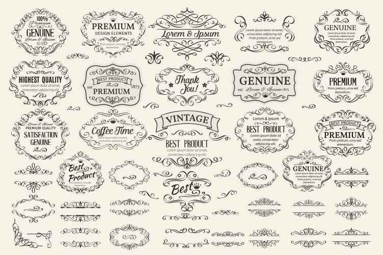 Swirls vintage design elements Royalty Free Vector Image