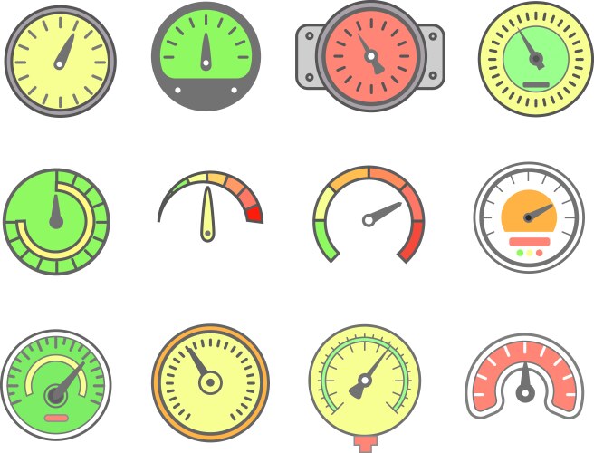 Set of speedometers measuring Royalty Free Vector Image