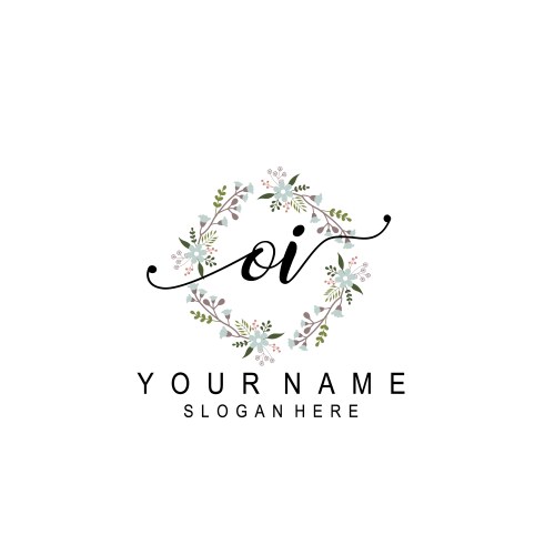 Elegant floral initial logo designs with oi Vector Image