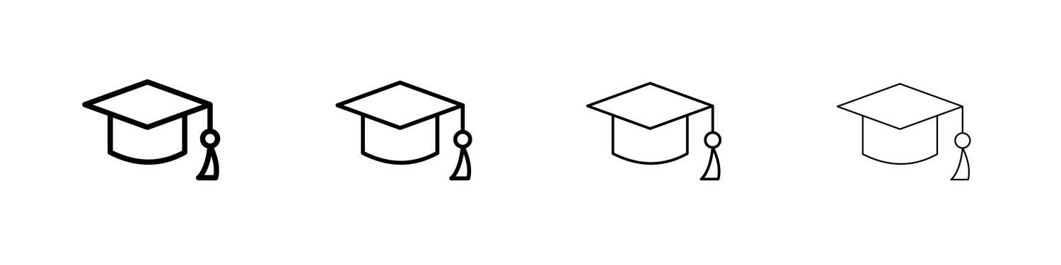 Modern Graduation Cap Icon - Line Art Vector Image