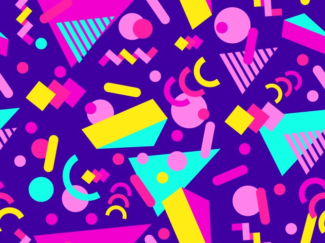 Geometric seamless pattern with memphis elements vector image