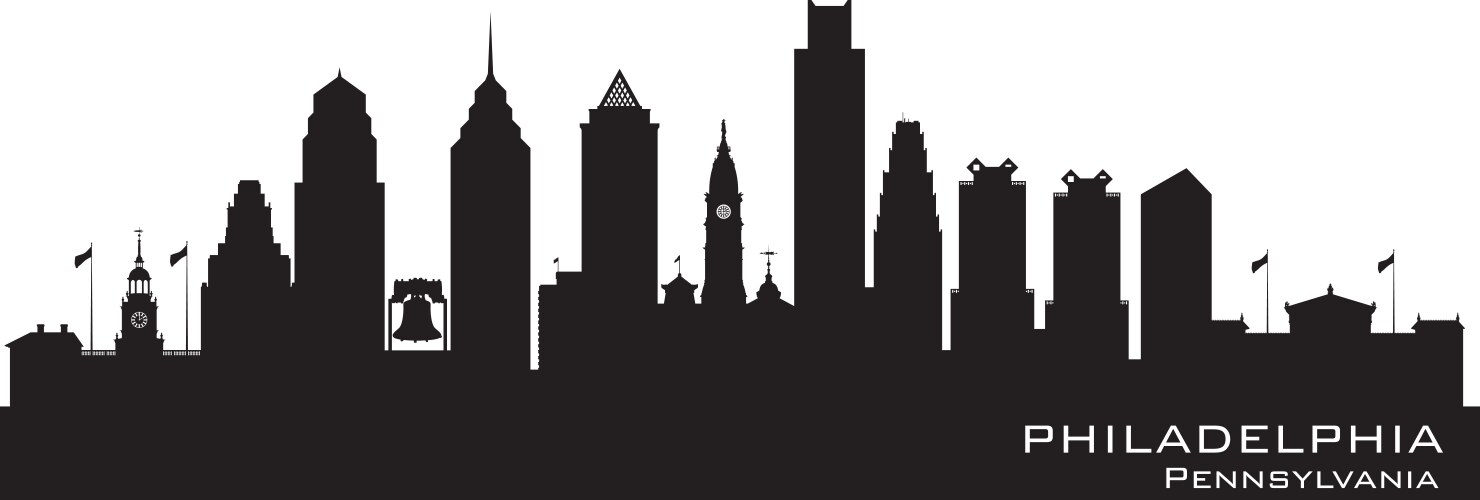 Philadelphia Skyline Silhouette Vector Image
