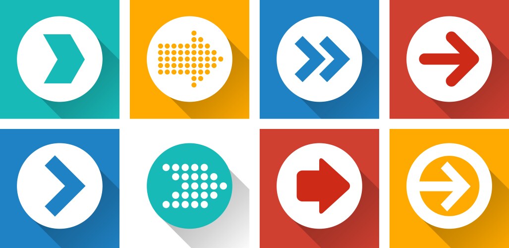 Arrow icons on red circle Royalty Free Vector Image