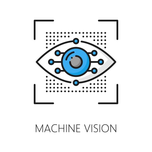 Machine vision ai algorithm outline color icon vector image