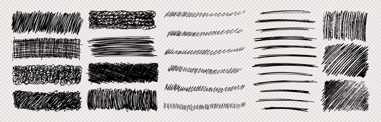 Set of rectangle scribble smears drawn with pen Vector Image