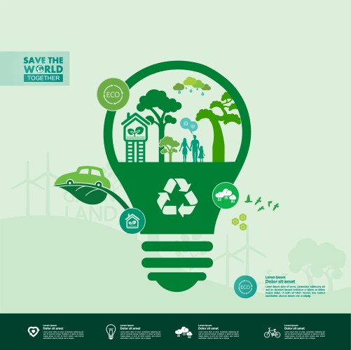 Earth day and go green poster for ecology design Vector Image