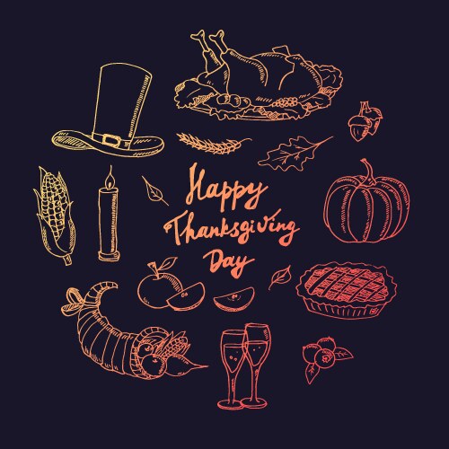 Happy thanksgiving day hand drawn holiday design vector image