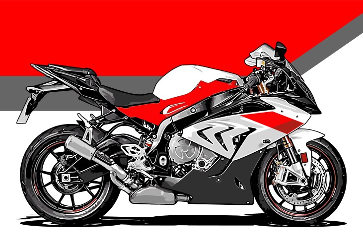 Motorcycle Side View - White & Black Vector Image