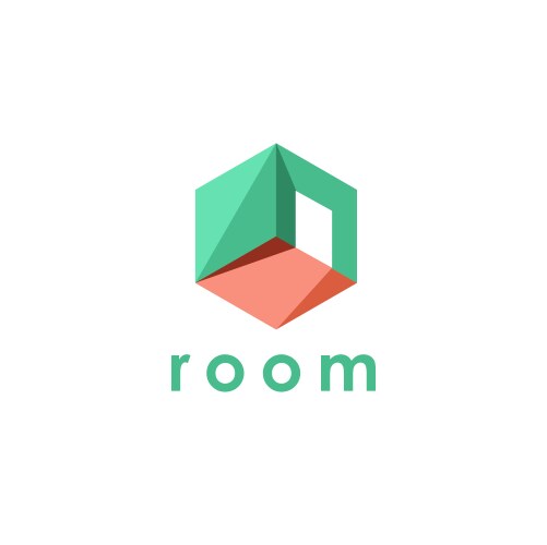 abstract geometric door and room logo icon vector