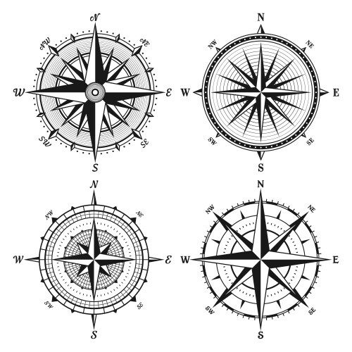 Vintage marine wind rose nautical chart Vector Image
