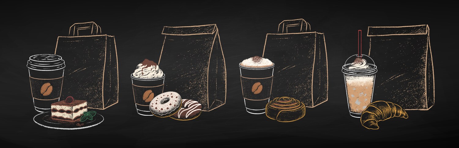 Coffee & Dessert Takeaway Set Vector Image