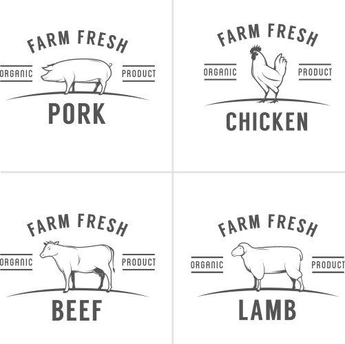 Vintage Butchery Stamps & Labels Vector Image