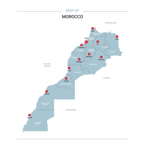 morocco map with red pin vector image