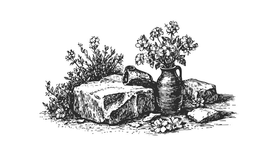 Wildflower Sketch in Vase Vector Image