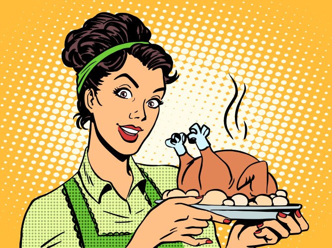 Retro Cooking Scene with Turkey Vector Image