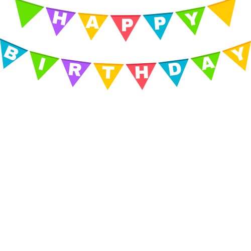 Happy birthday banner with colorful flags vector image