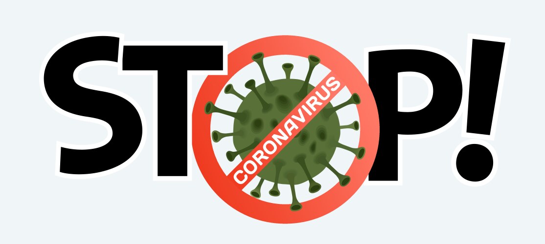 Cute virus cartoon with stop sign Royalty Free Vector Image
