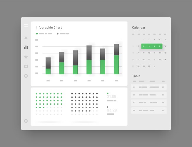 Web app dashboard ui and ux kit infographic tools vector image