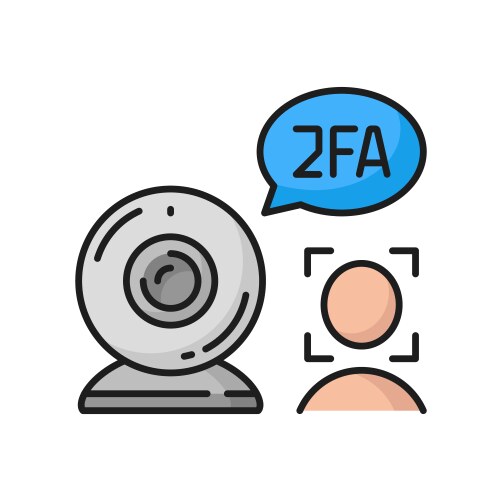 2fa two factor verification on camera face check vector image